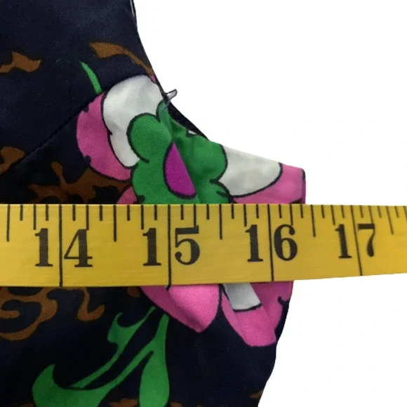 ERO Vintage Navy Blue Multi-Color Floral‎ Print Cotton Maxi Dress - Picture 13 of 13